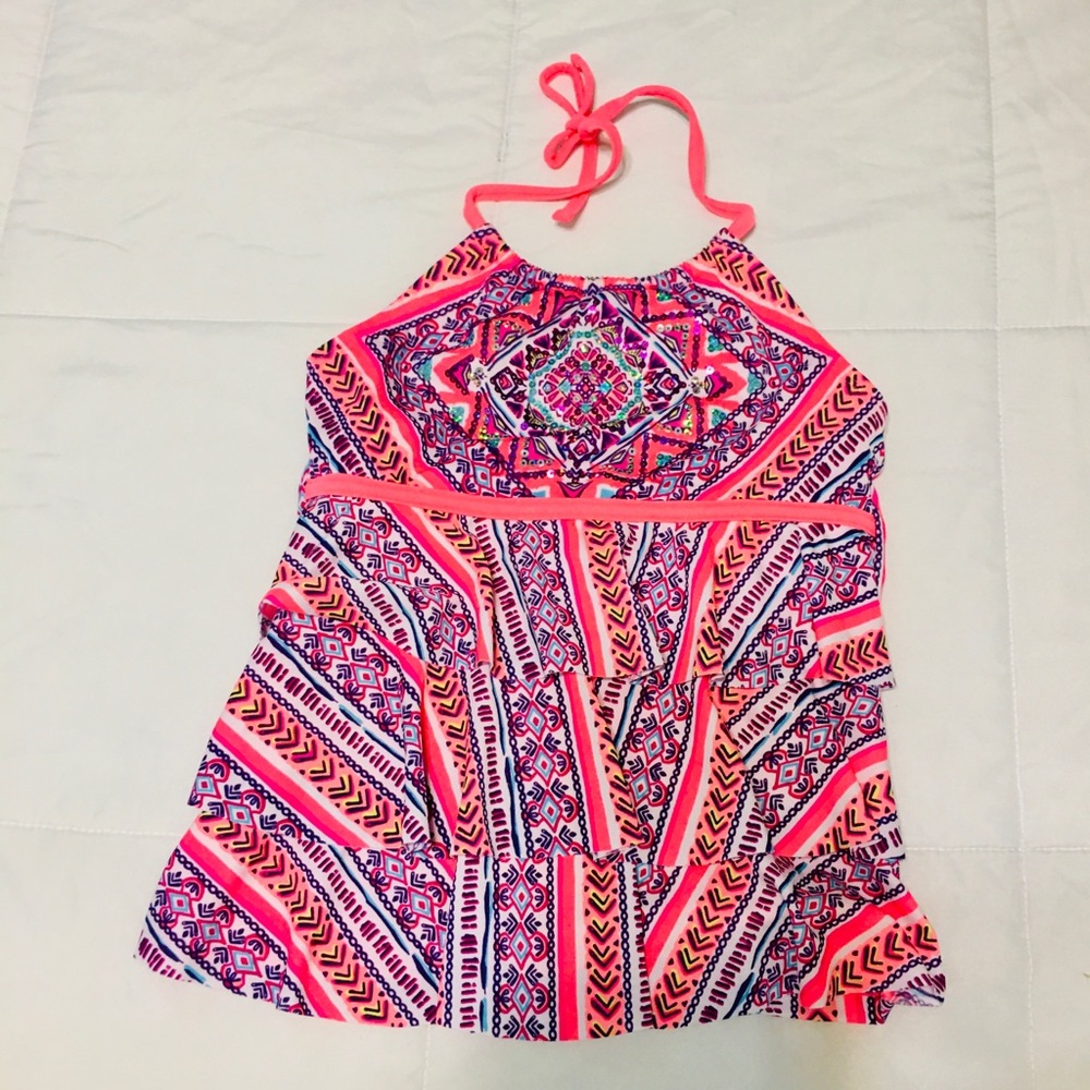 Justice Girls Tankini Swim Top (Size 12)